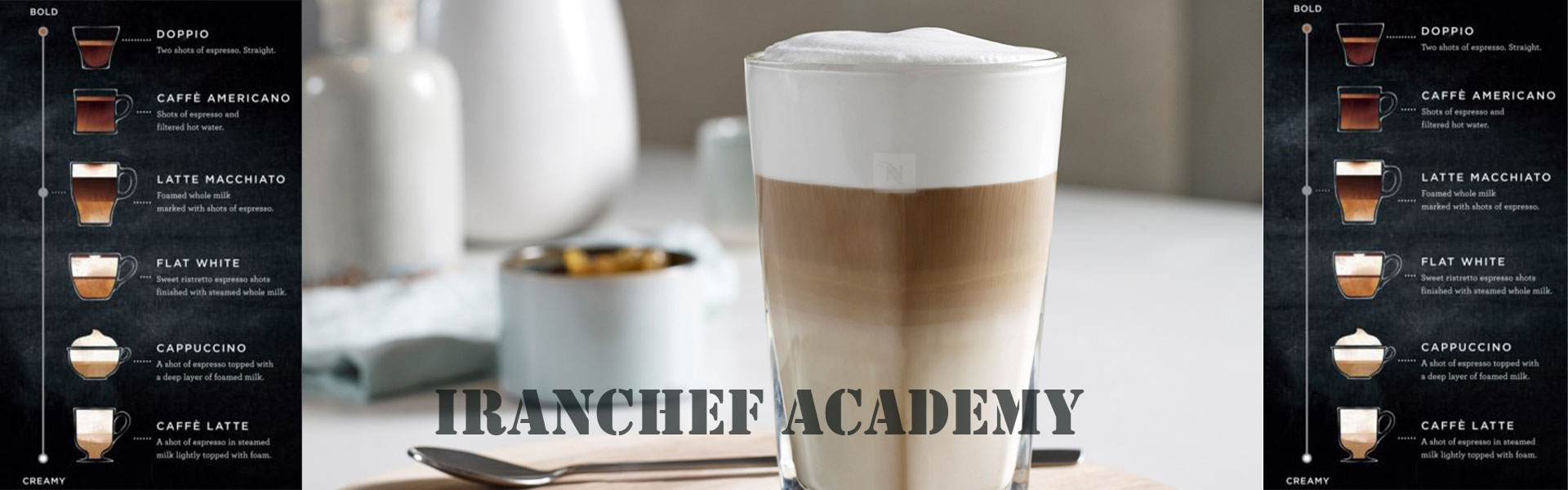 لاته ماکیاتو Latte macchiato در مدرسه قهوه ایران شف