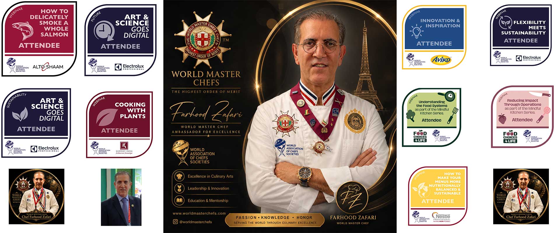 فرهود زعفری هشجین موفق به دریافت نهمین نشان از انجمن جهانی WORLD CHEFS